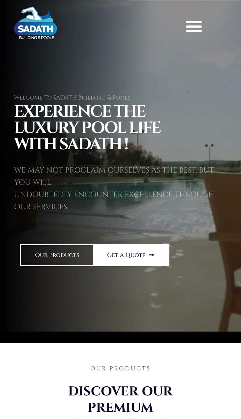 Sadath Building & Pools mobile responsive showcase