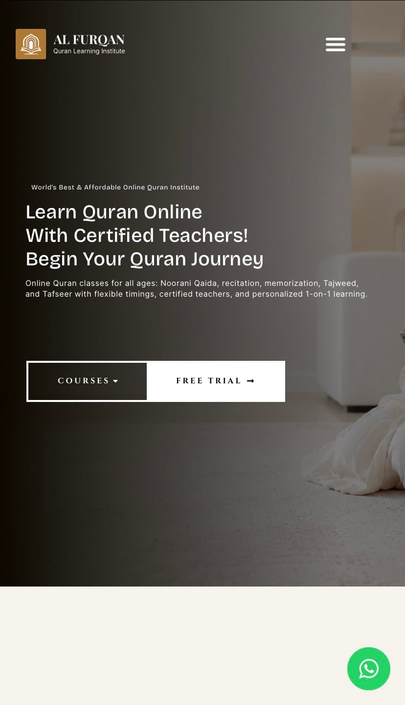 Al Furqan Quran Institute mobile responsive showcase