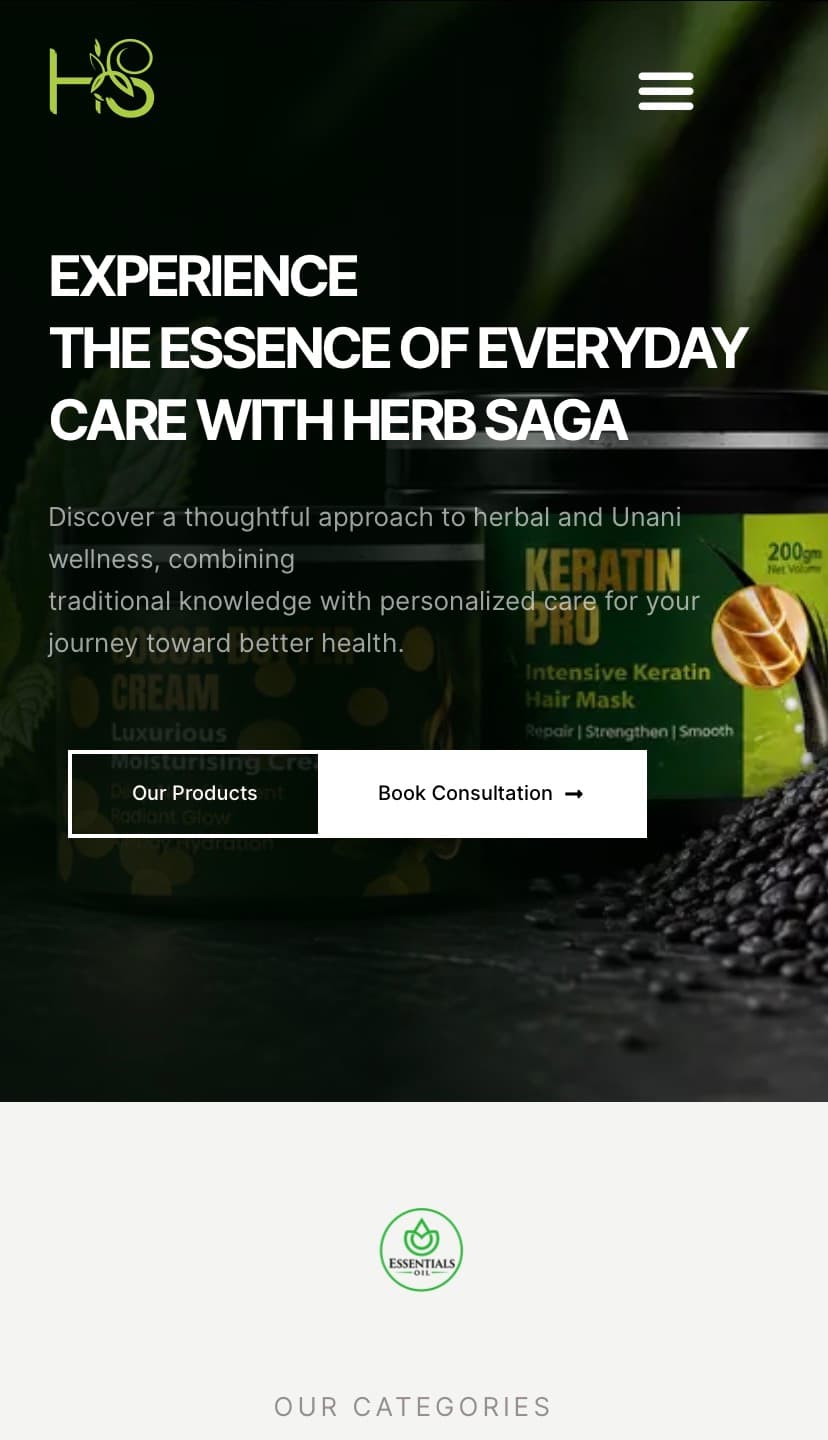 Herbs Saga mobile responsive showcase
