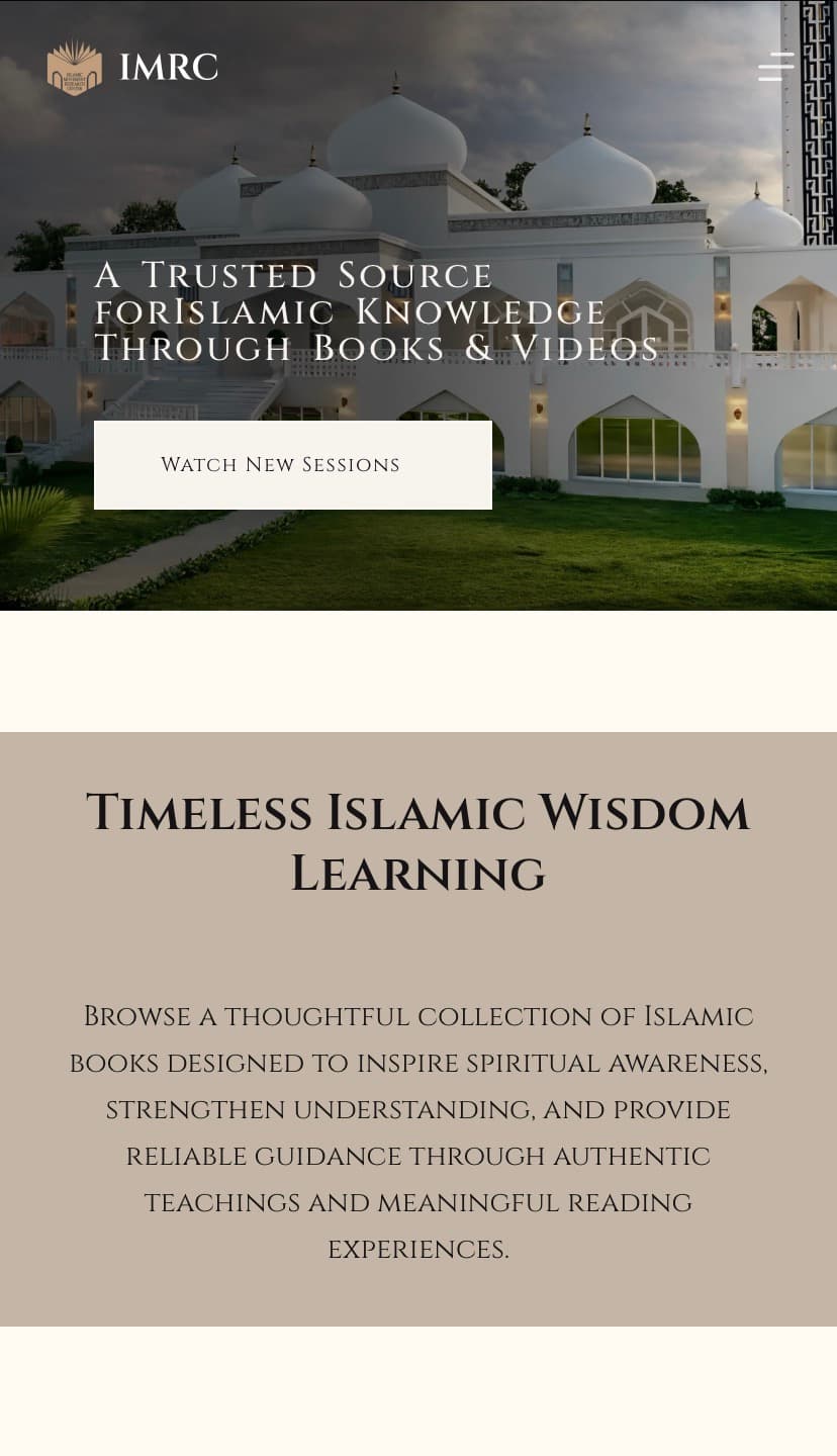 Islamic Moment Research Center mobile responsive showcase