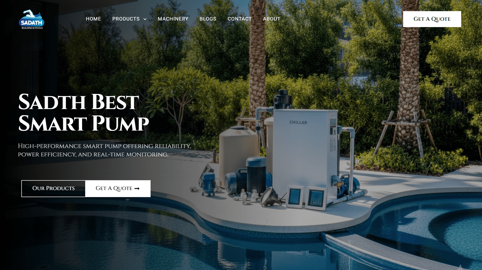 Sadath Building & Pools desktop responsive showcase
