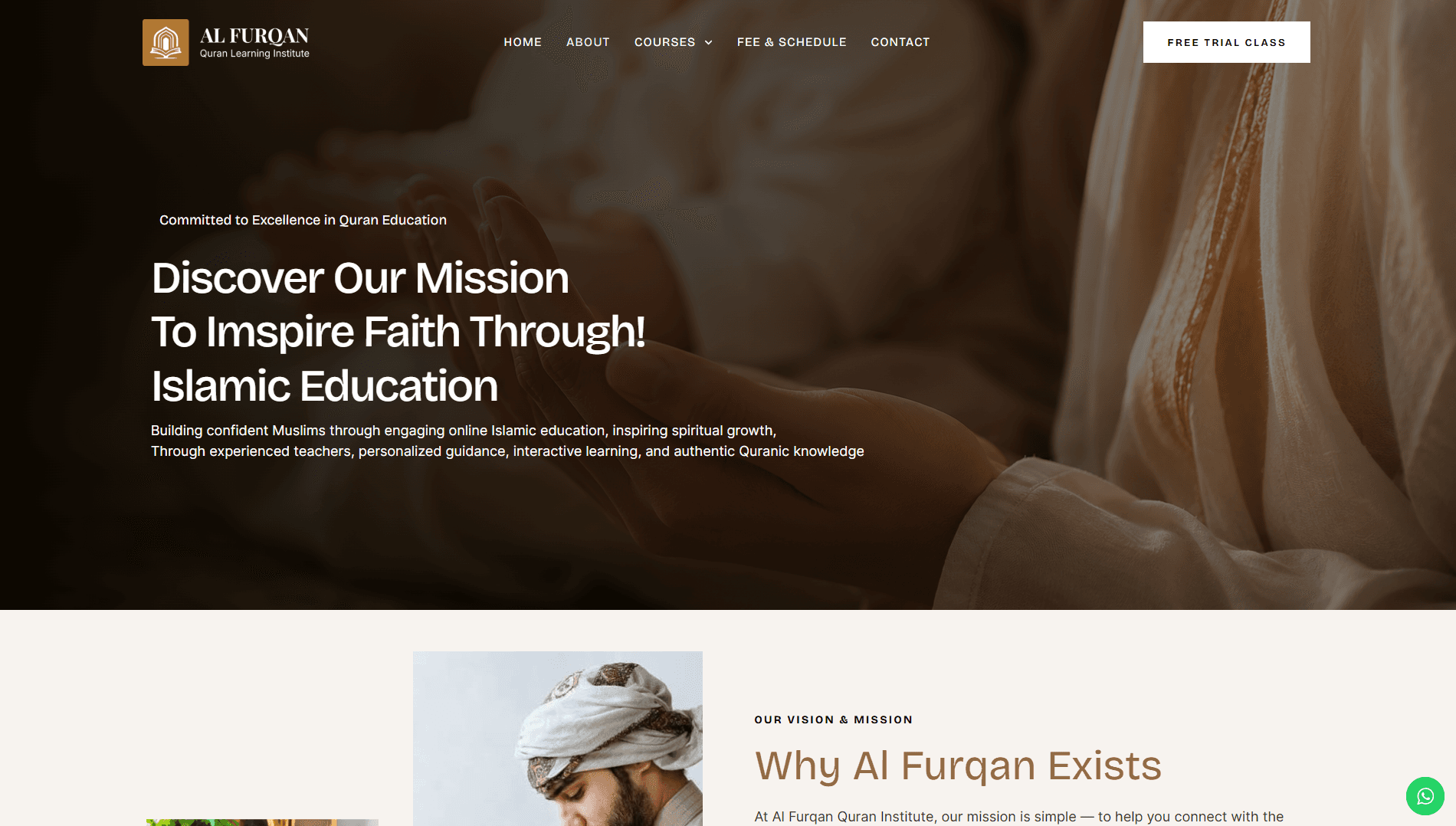 Al Furqan Quran Institute desktop responsive showcase